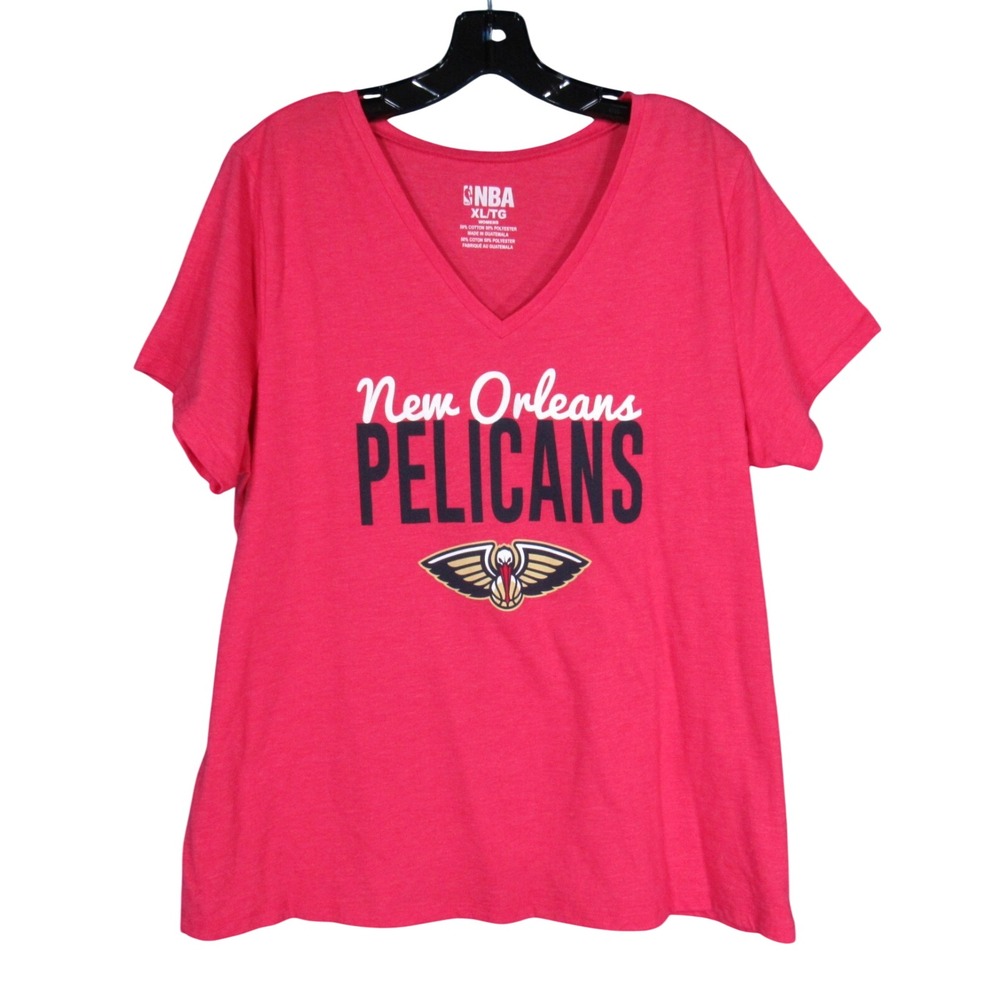NBA Women's NEW ORLEANS PELICANS BASKETBALL Logo V-NECK Jersey Knit T-SHIRT XL